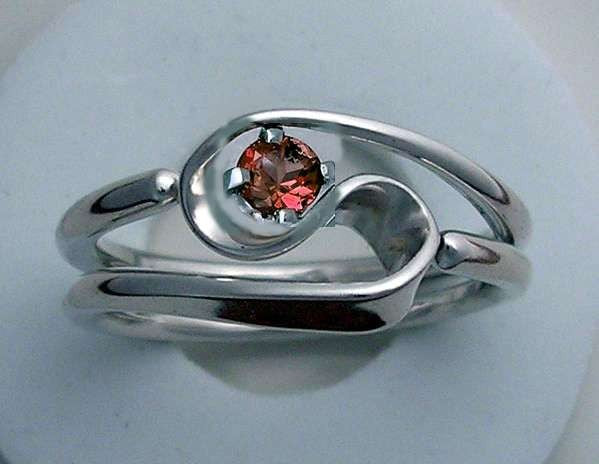 Hand Forged 2 Turn Vortex Energy Ring™ with Garnet
