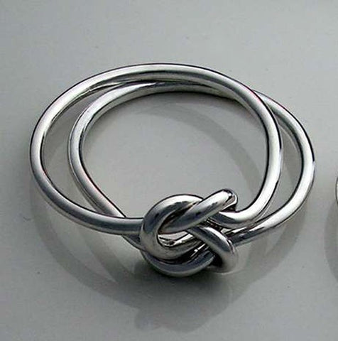 Triple Love Knot Ring in 14k Yellow, Rose and Palladium White Gold