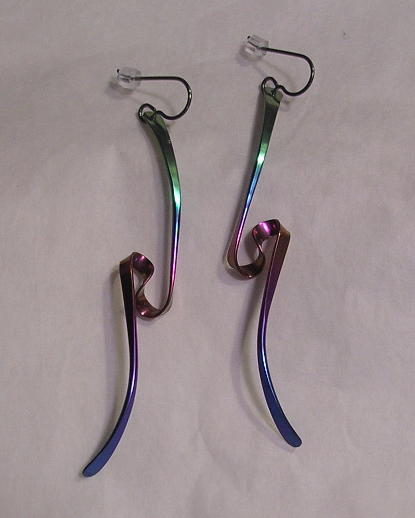 Niobium  Rainbow Vortex Earrings 3 Inches - The Experience-