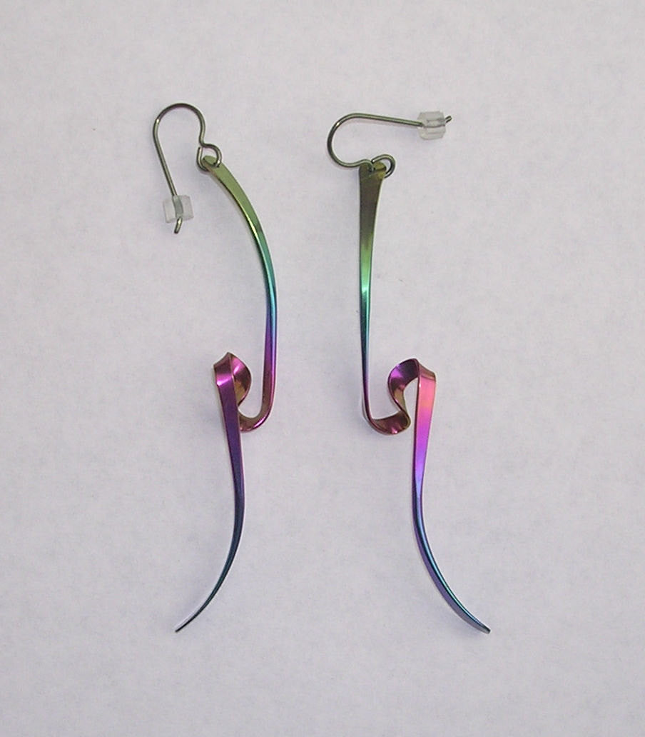 Niobium Rainbow Vortex Earrings 3 Inches - The Experience-