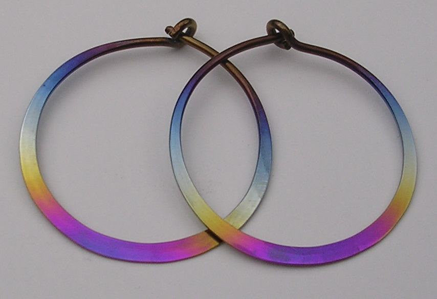 Niobium Hoop Earrings - Rainbow Colors In Various Sizes