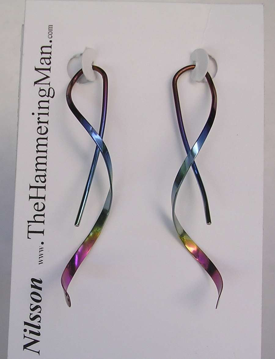 Spiral Earrings - One Piece Design in Pure Niobium