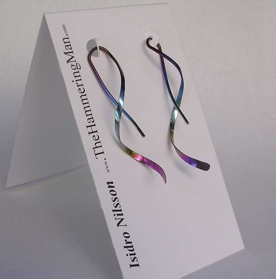 Spiral Earrings - One Piece Design in Pure Niobium