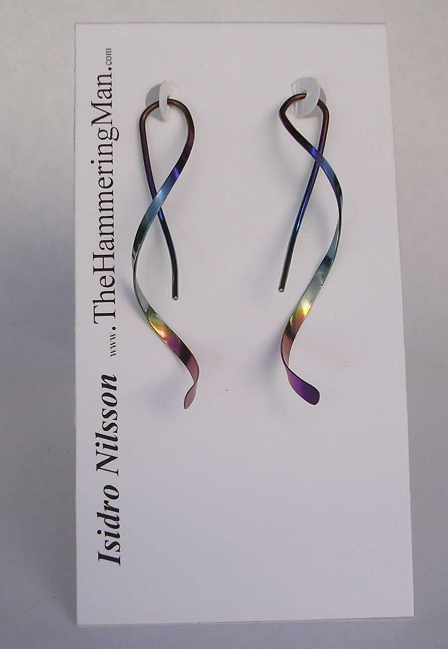 Spiral Earrings - One Piece Design in Pure Niobium