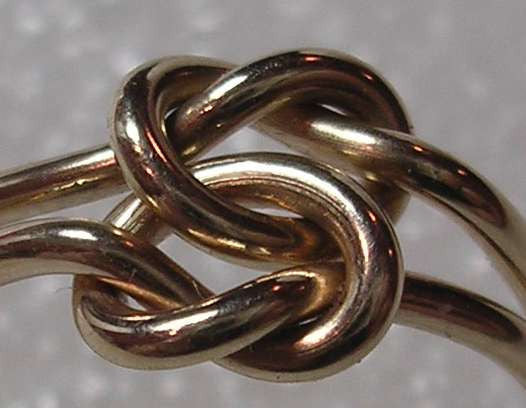 16 Gauge Double Love Knot Ring in Solid 14K yellow gold