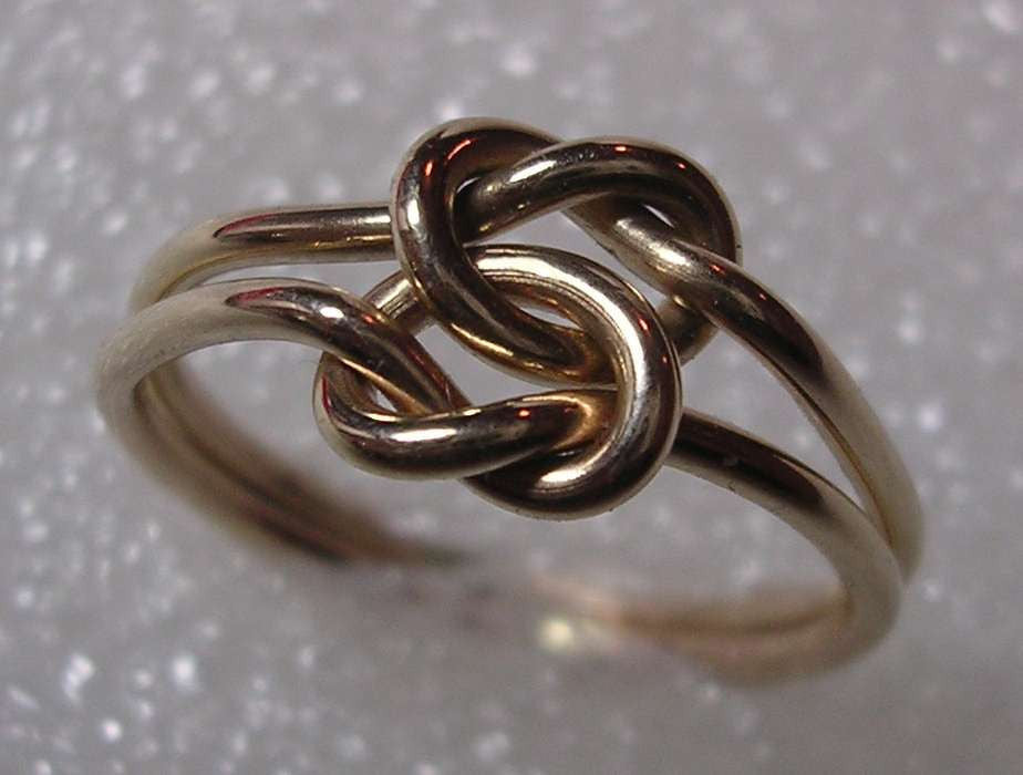 16 Gauge Double Love Knot Ring in Solid 14K yellow gold