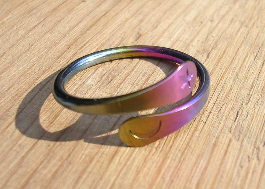 Niobium Moon Star Rainbow Ring Hand Forged