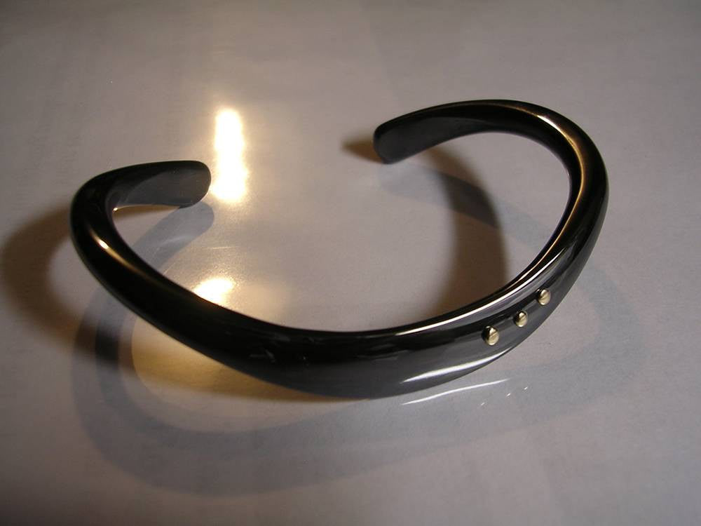Niobium Classic Style Bracelet in Black with Solid 14K Yellow Gold Rivets for Men and Women