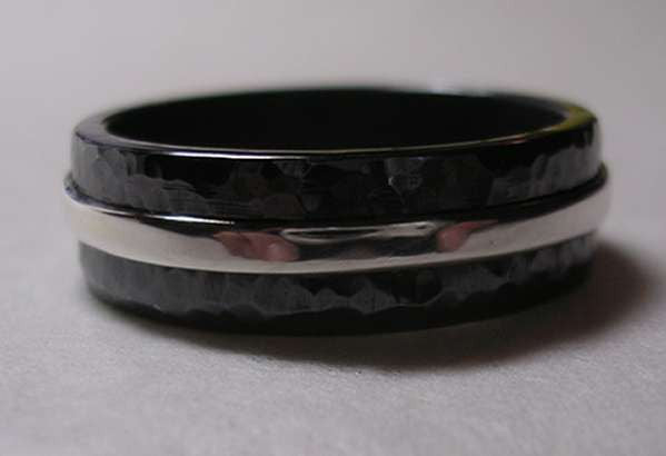 Black Niobium and Sterling Silver Band Ring