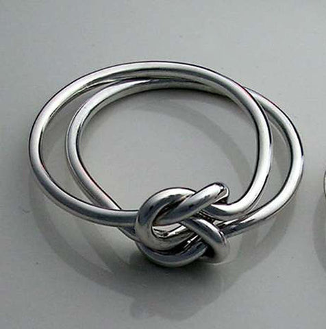 Heavy 12 Gauge Double Love Knot Ring in Sterling Silver