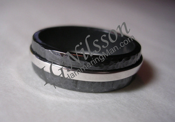 Black Niobium and Sterling Silver Band Ring