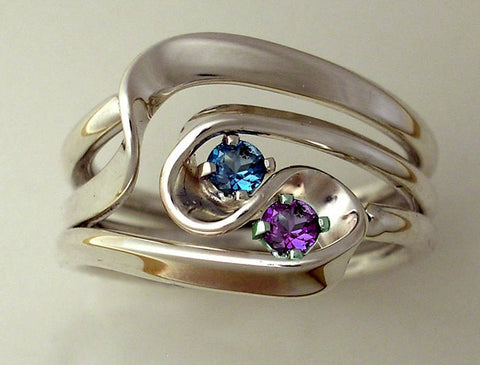 Blackened Niobium Wave Energy Ring™ with Sterling Accents