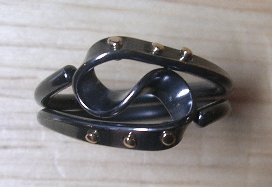 Blackened Niobium Steampunk Vortex Energy Ring™ with 14k Gold Rivets