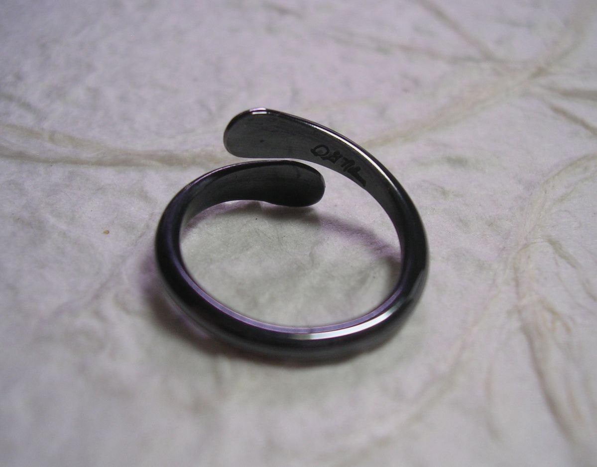 Black Niobium Moon Star Ring Hand Forged