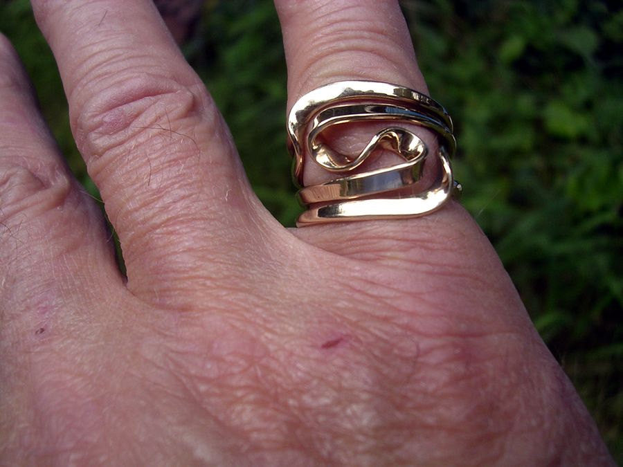 14K Gold Four Turn Vortex Energy Ring™ .