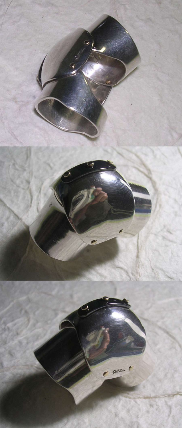 Articulated Knuckle Ring In Sterling, Brass and Blackened Niobium