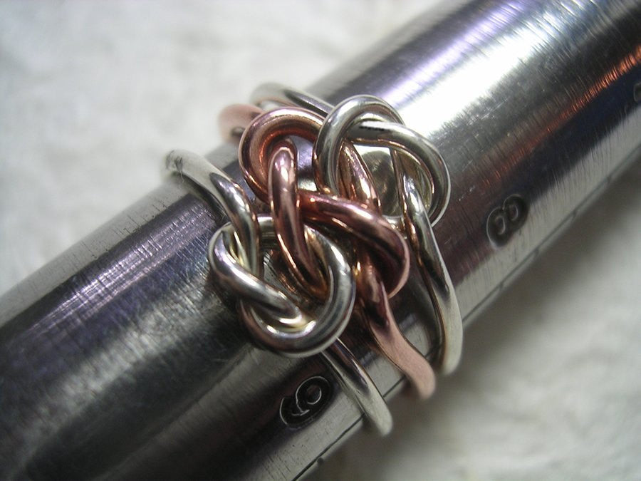 Triple Love Knot Ring in Sterling Silver & Pure Copper