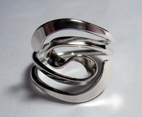 Blackened Niobium Wave Energy Ring™ with Sterling Accents