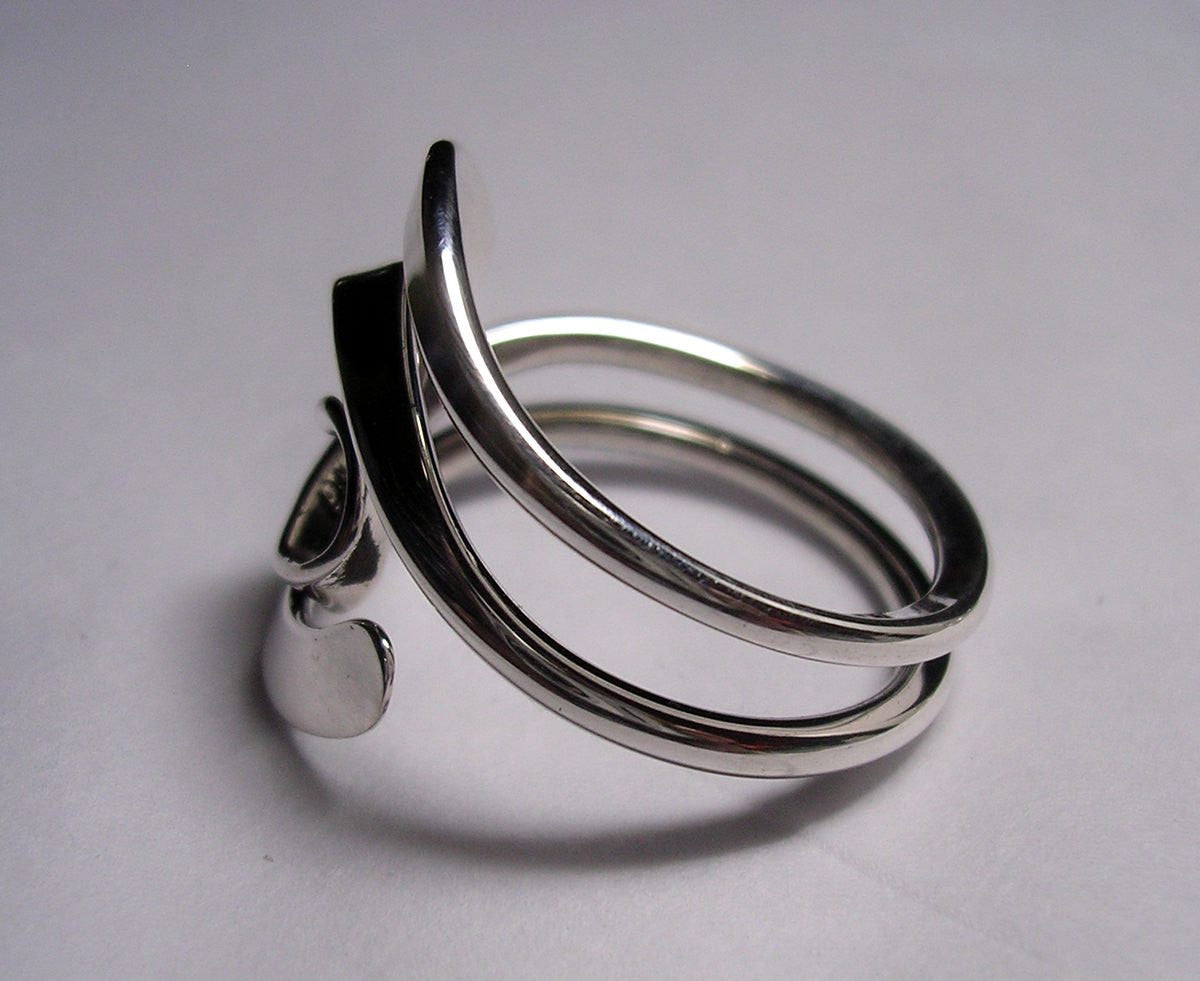 Winged Two Turn Vortex Energy Ring™  in Sterling Silver