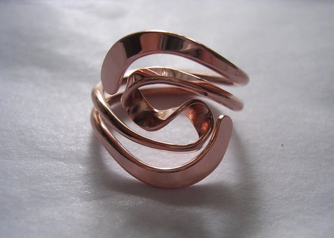 14 Gauge Double Love Knot Ring in 14K Yellow Gold & 14K Rose Gold