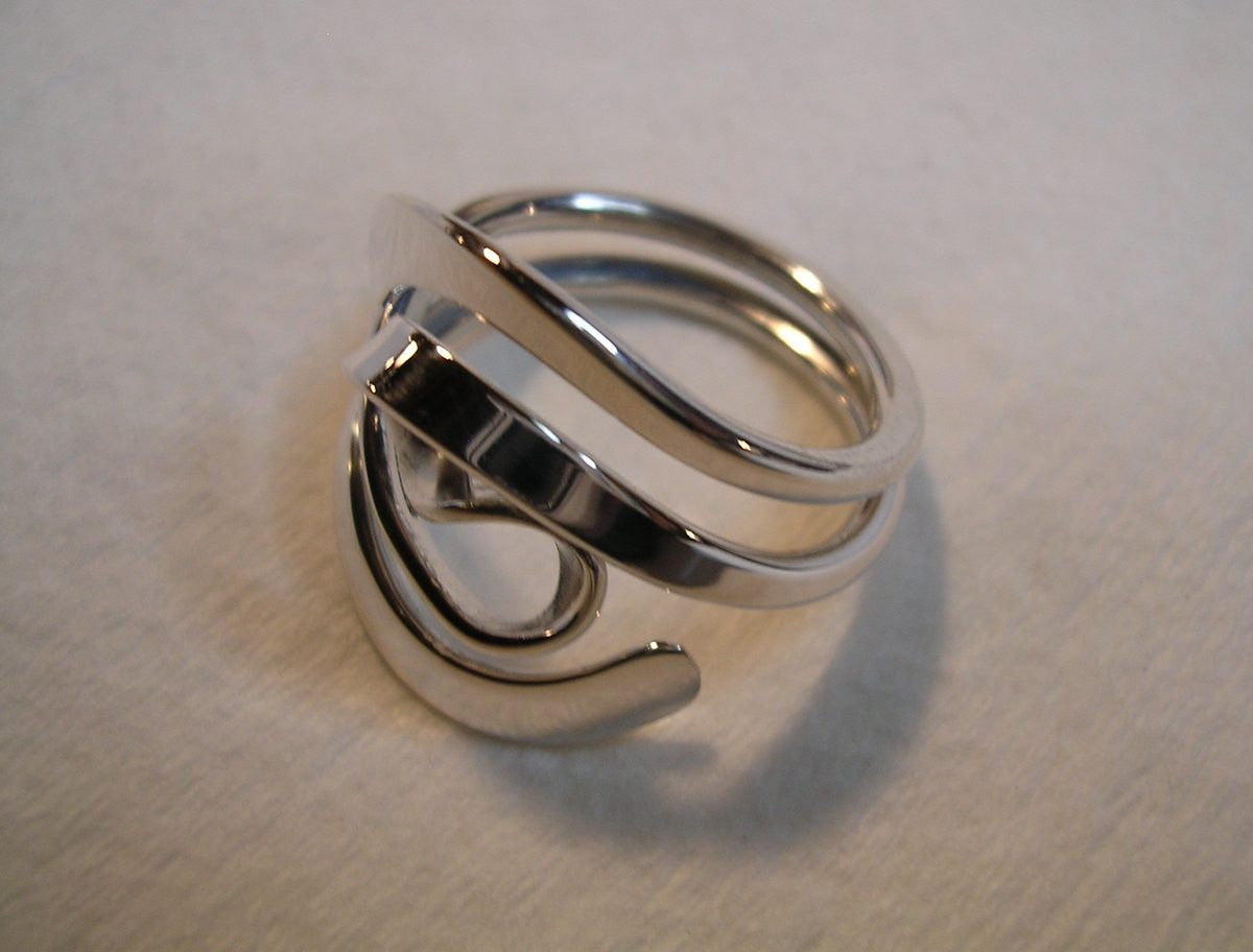 Winged Two Turn Vortex Energy Ring™  in Sterling Silver