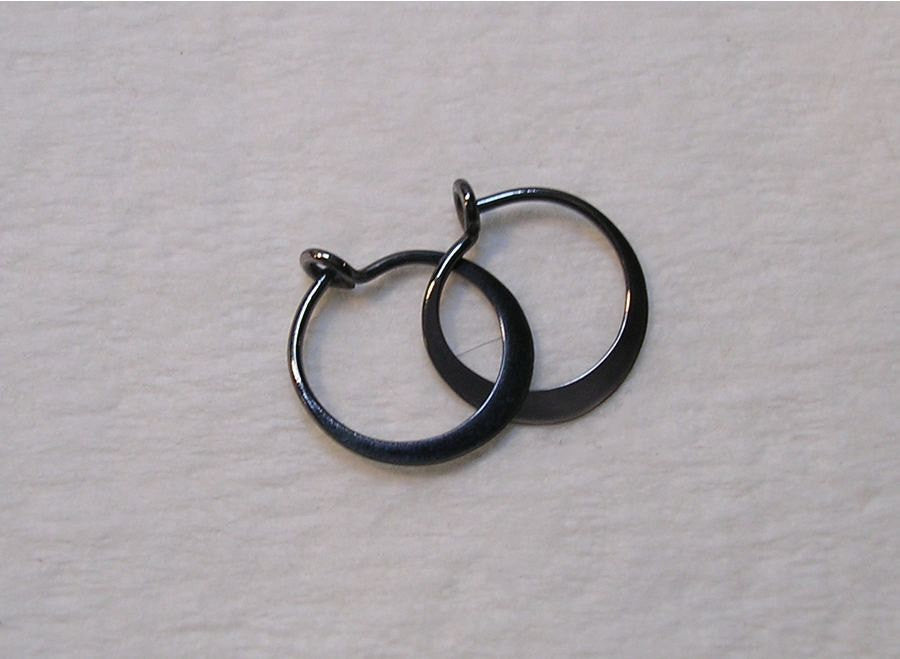 Tiny SLEEPER Hoop Earrings in Blackened Niobium
