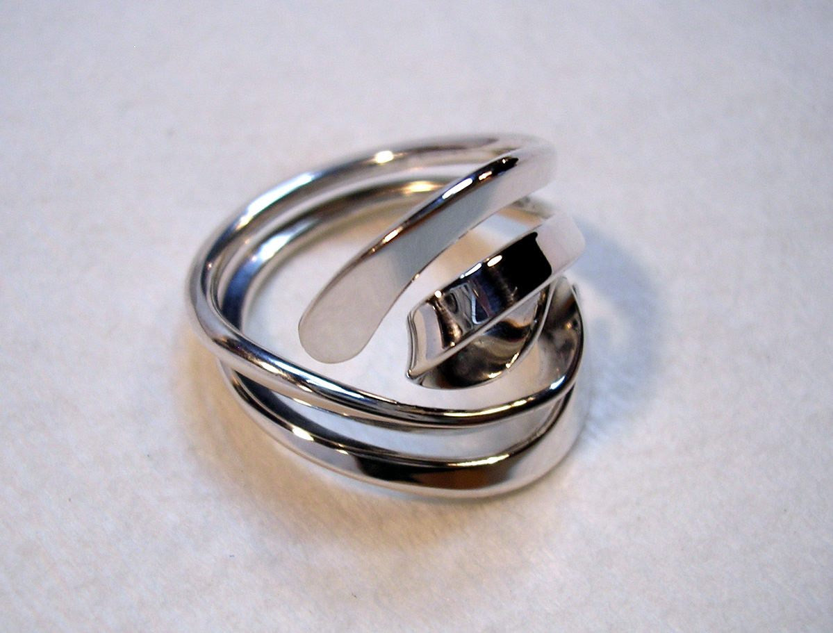 Winged Two Turn Vortex Energy Ring™  in Sterling Silver