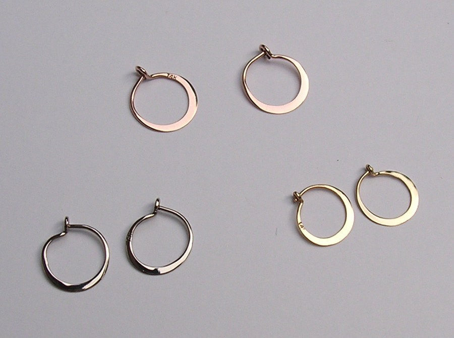 Tiny Sleepers - Hoop Earrings in Solid 14k Gold - Yellow, White or Rose Gold