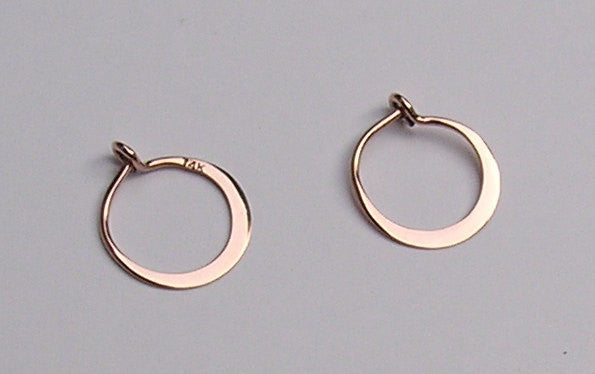 Tiny Sleepers - Hoop Earrings in Solid 14k Gold - Yellow, White or Rose Gold