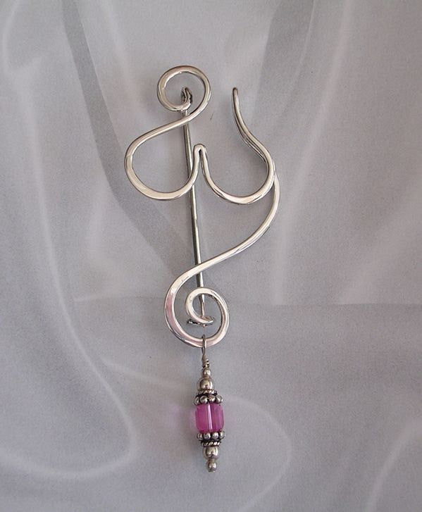 Goddess Fibula Pendant or Necklace in Sterling Silver with Removable Accent