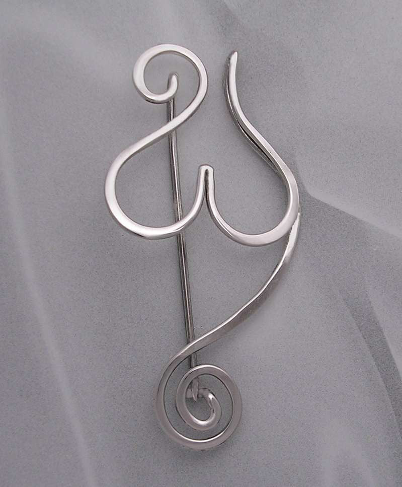 Goddess Fibula Pendant or Necklace in Sterling Silver with Removable Accent