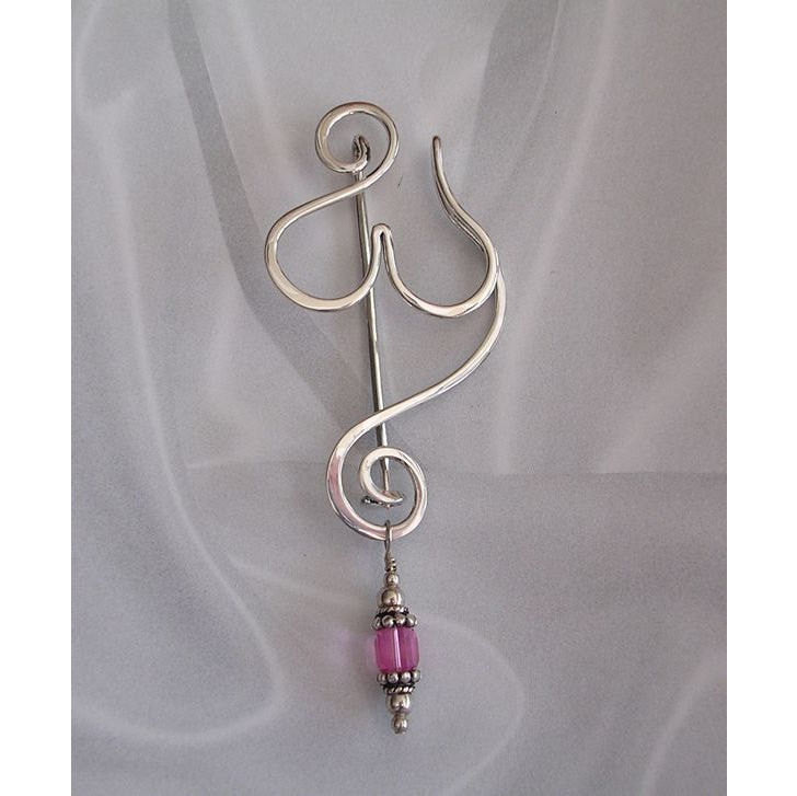 Goddess Fibula Pendant or Necklace in Sterling Silver with Removable Accent