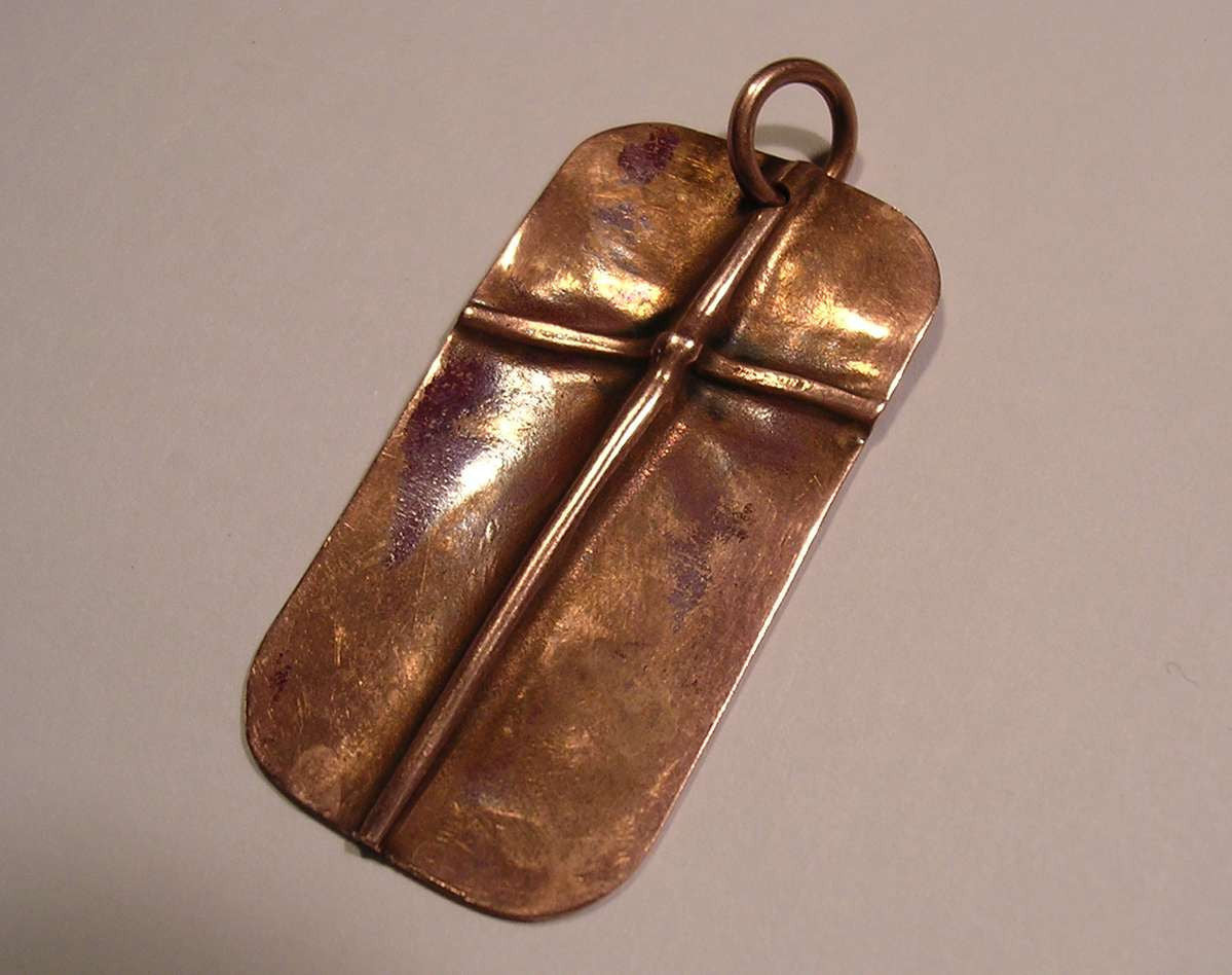 Cross Pendant on Pure Copper - Rugged Cross - Christian Cross - Fold Formed