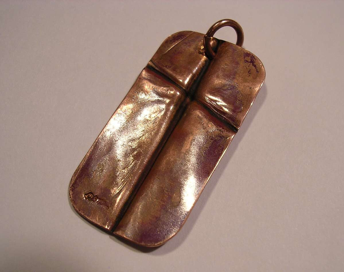 Cross Pendant on Pure Copper - Rugged Cross - Christian Cross - Fold Formed