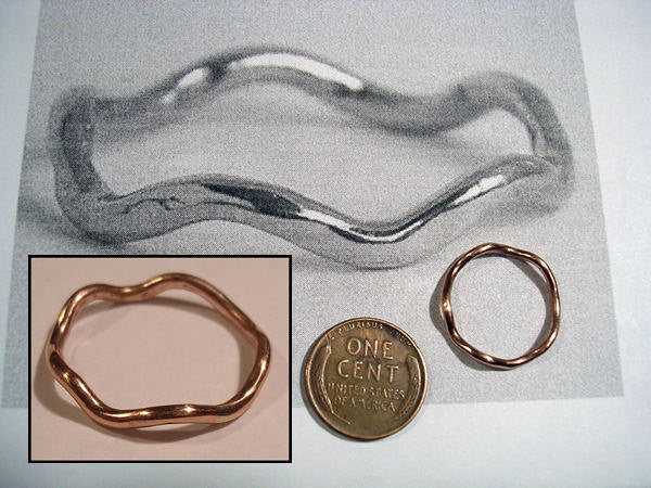 A Band of subtle Waves in Pure Copper, Sterling silver or Brass