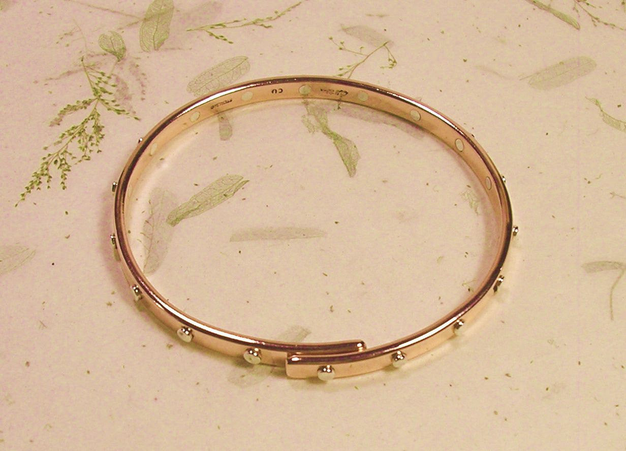 Pure Copper Bangle with 18 Sterling Silver Rivets