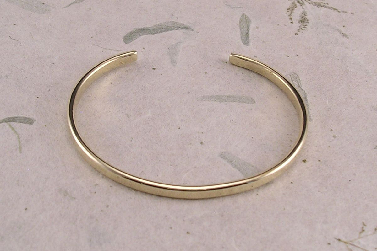 Cuff Bracelet in Your Choice of Pure Copper, Sterling Silver, Brass or Solid 14k Yellow Gold