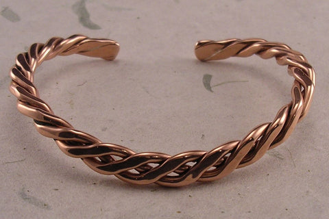Pure Copper Bangle with 18 Sterling Silver Rivets