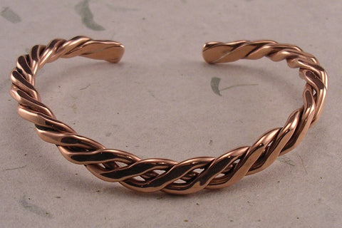 Pure Therapeutic Copper Hammered Cuff Bracelet 8 to 11 mm Wide