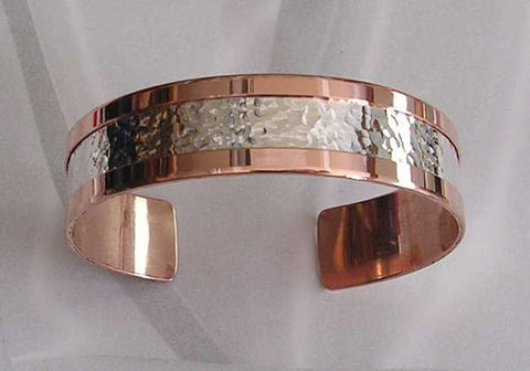 Pure Therapeutic Copper Hammered Cuff Bracelet 8 to 11 mm Wide