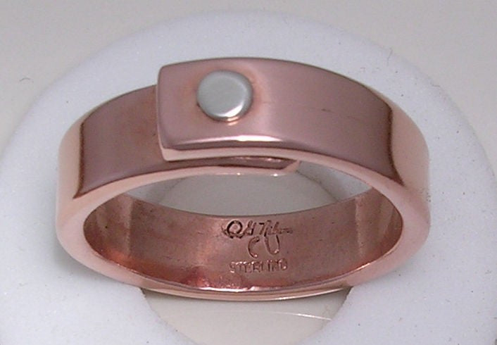The One Rivet Ring - Sterling Rivet On Copper Band