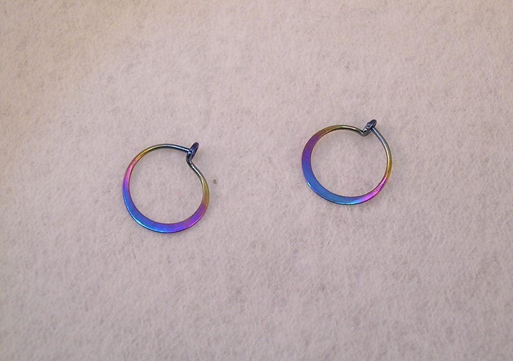 Tiny Sleeper Hoop earrings in Rainbow Niobium