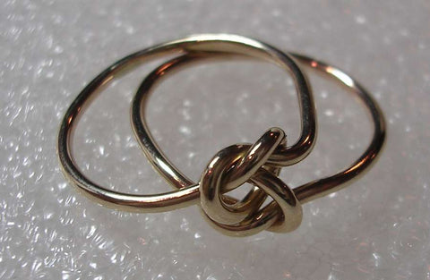 12 Gauge Double Love Knot Ring in 14K yellow or Rose Gold & Sterling Silver