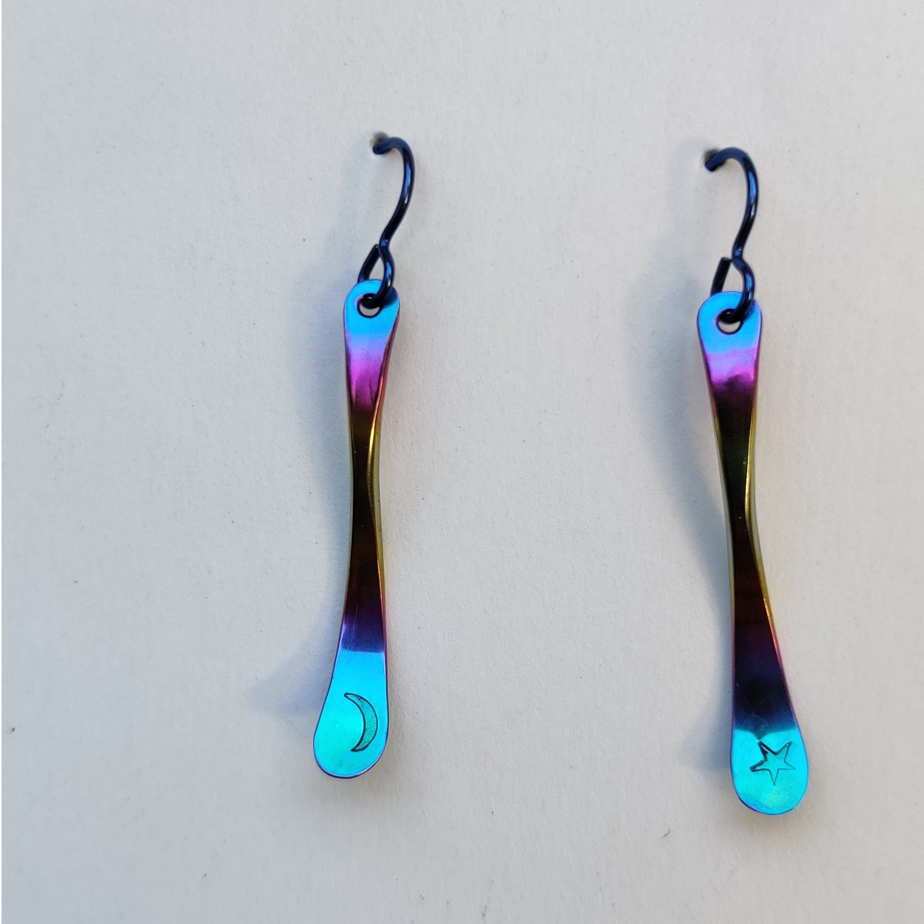 niobium, moon star earrings. Sun moon earrings