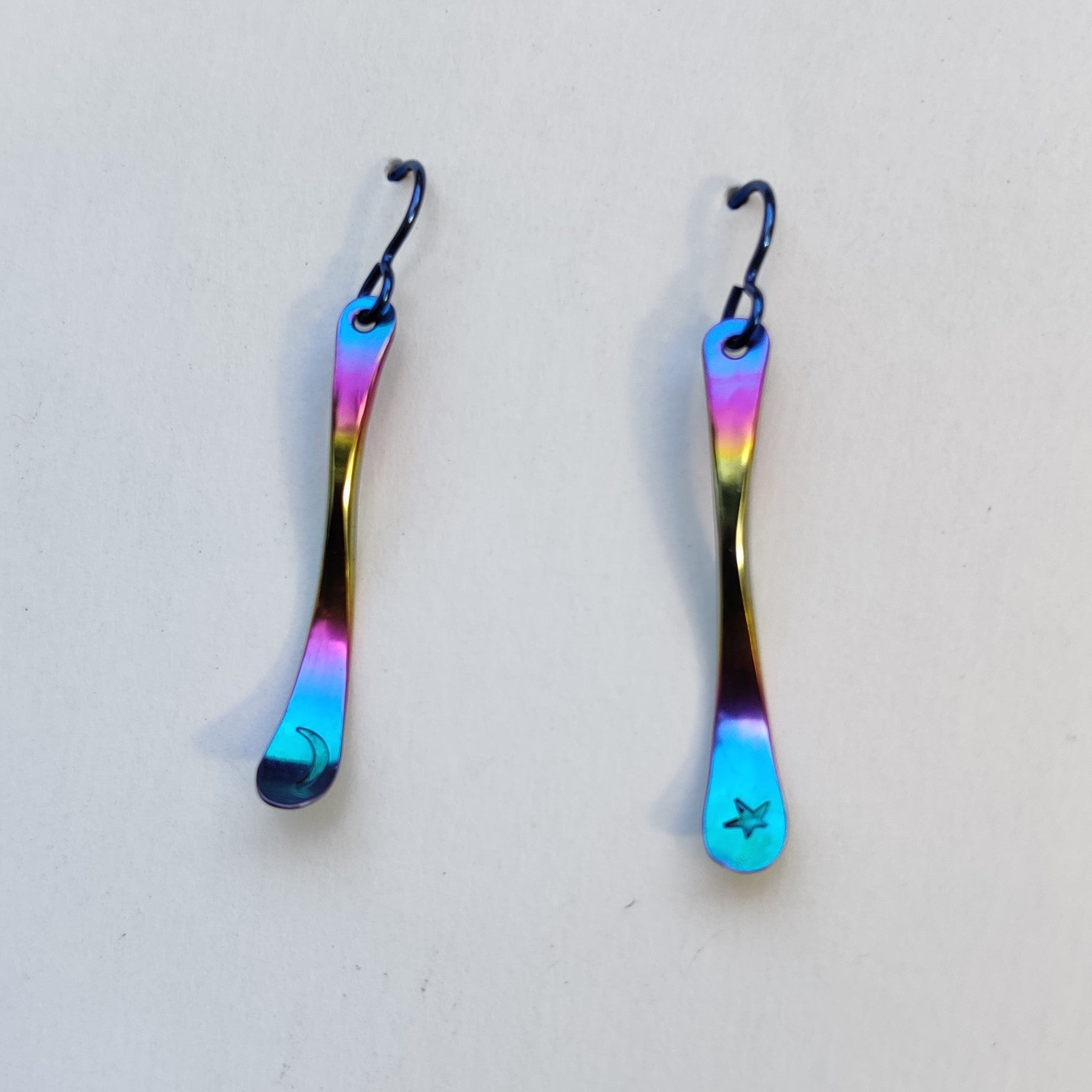 niobium earrings, moon star
