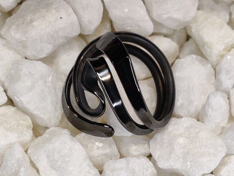 Two Turn Kundalini Wave Energy Ring in Sterling Silver