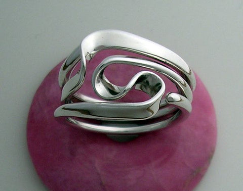 Hand Forged 2 Turn Vortex Energy Ring ™© with Two Stones