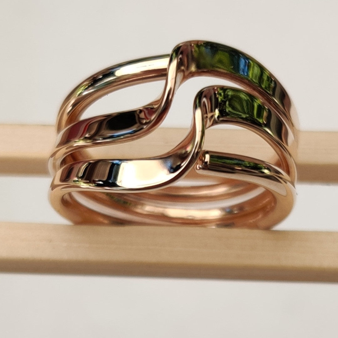 Three Turn Wave Energy Rings™In Solid 14K Yellow Gold