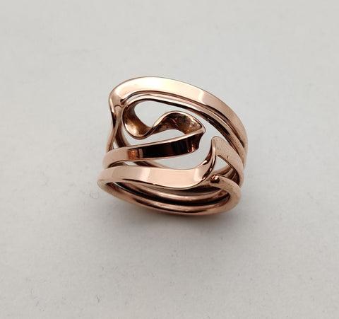 12 Gauge Double Love Knot Ring in 14K yellow or Rose Gold & Sterling Silver