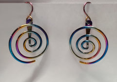 Tiny Sleeper Hoop earrings in Hypoallergenic Rainbow Niobium